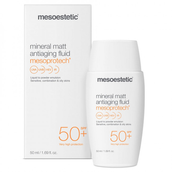 Mineralny fluid SPF 50+ Mesoestetic Mesoprotech Mineral Matt Antiaging fluid 50 ml